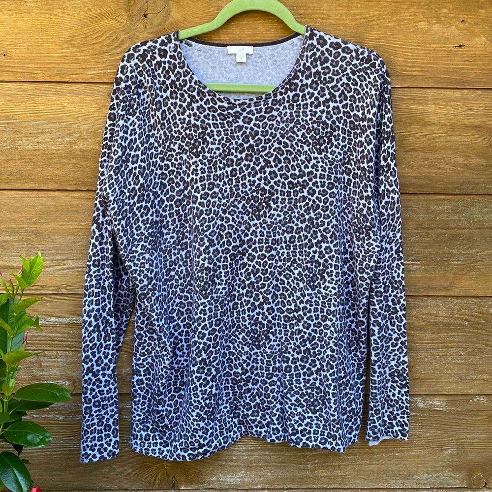 J. Jill Round Neck Knit Leopard Print Top